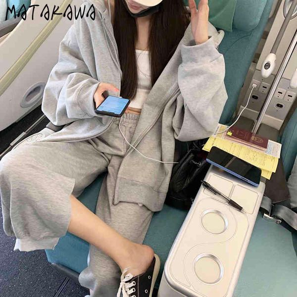 

autumn long sleeve sports hoodies women korean fashion loose coat sweatshirts vintage zip up hoodie 210506, Black