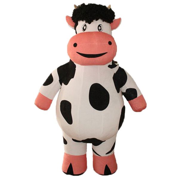 

mascot costumes1.9m halloween inflatable milk cow mascot costume suit party game advertising onesies for adults santa claus dress new, Red;yellow