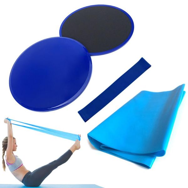 

4pcs yoga set discs core sliders resistance loop band exercise latex strap abdominal training gym pilates rehab kit bands