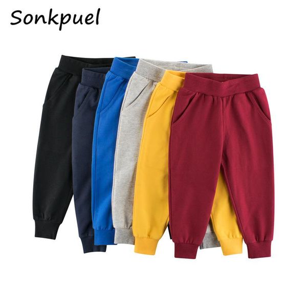 

trousers boys girls long sport pants baby children 100% cotton solid spring autumn casual sweatpants kids clothes, Blue