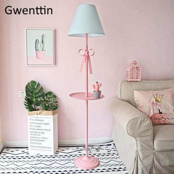 

nordic bow-knot floor lamp led standing light modern fabric stand lighting fixtures for children's room bedroom home loft decor lamps