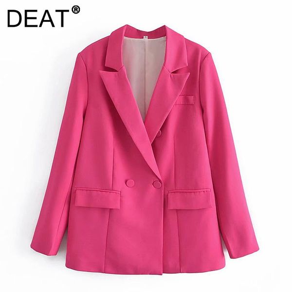 

women's suits & blazers deat 2021 spring autumn fashion trend turn-down collar double-breasted long sleeve solid color loose blazer wom, White;black