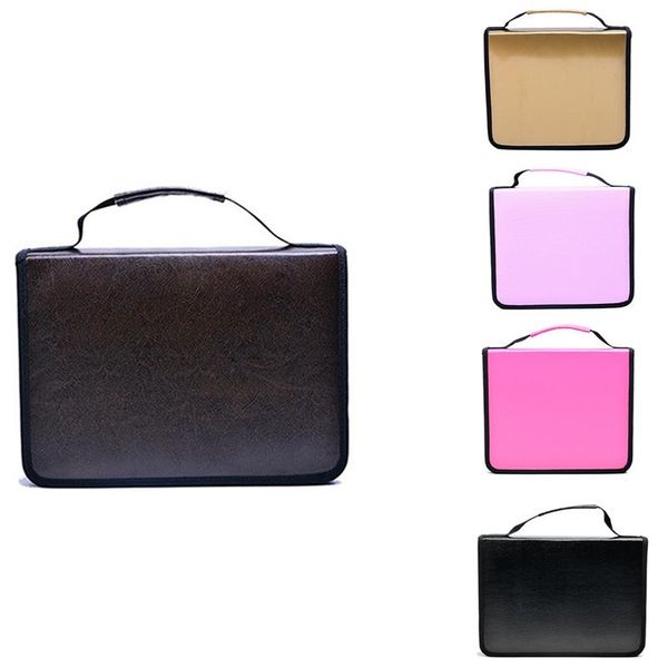 

hole square solid color pu pencil case student stationery storage bags