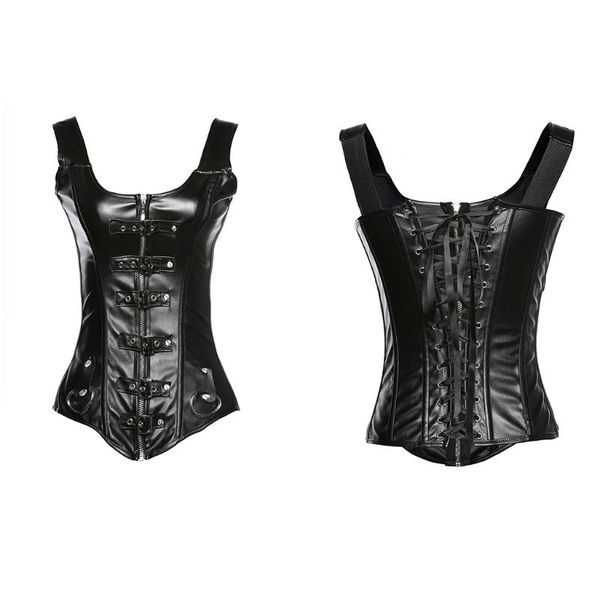 

belts f42f steampunk corset plus size zipper bustier chest binder waist trainer gothic slimming, Black;brown