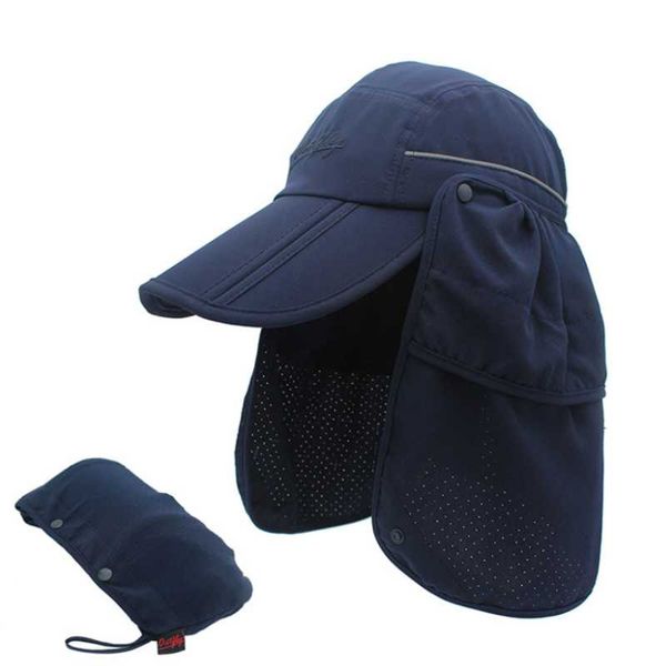 

wide brim hats autumn sun hat baseball cap with neck flap outdoor uv protection large hiking breathable, Blue;gray