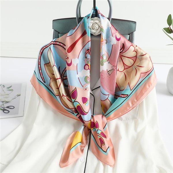 

scarves 2021 design scarf print shawl women neck wrap silk square hijab spring bandana female headband echarpe neckerchief, Blue;gray