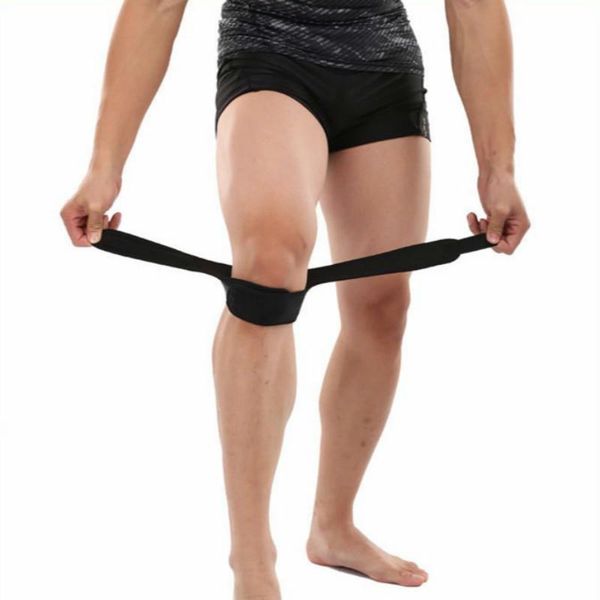 

elbow & knee pads adjustable double patella pressure kneepads sports safety guard support brace for fitness basketball riding running q1132c, Black;gray
