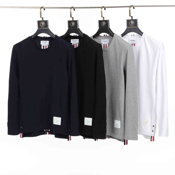

design clothing chao red, white and blue ribbon long sleeve t-shirt classic korean casual base, White;black