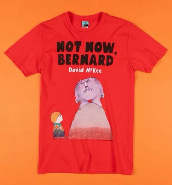 

official not now bernard book cover red t-shirt, White;black