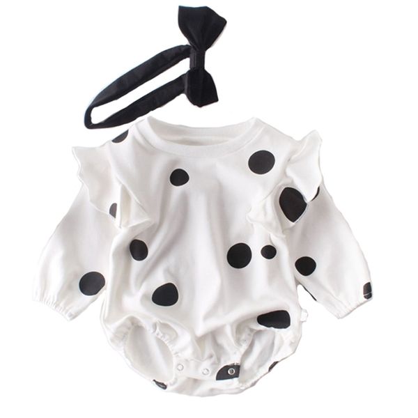 

autumn 0-2yrs born cute dots cotton long sleeve rompers infant baby jumpsuit 210417, Blue