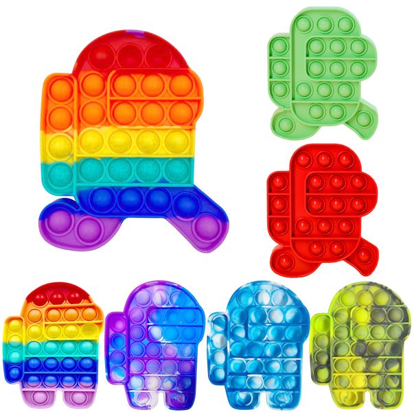 

among us push pops bubble sensory toy autism needs child funny popit anti-stress popit fidget stress reliver toys