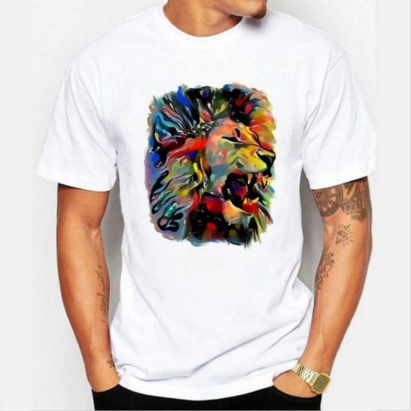 

fashion men's summer crown lion 3d printing white t-shirt animal print casual short sleeve shirt t-shirts, White;black