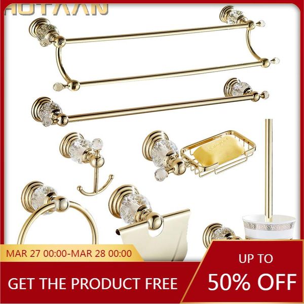 

bath accessory set luxury crystal gold color bathroom accessories polished brass hardware wall mounted products banheiro
