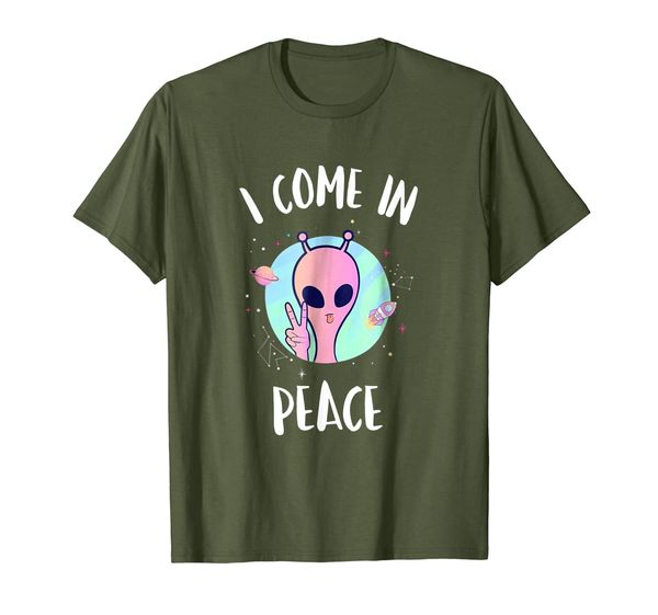 

i come in peace funny cute alien t-shirt, White;black