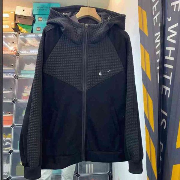 

designer luxury nk classic hoodie fashion tech fleece autumn hooded coat men's jacket young leisure warm m-4xl, Black