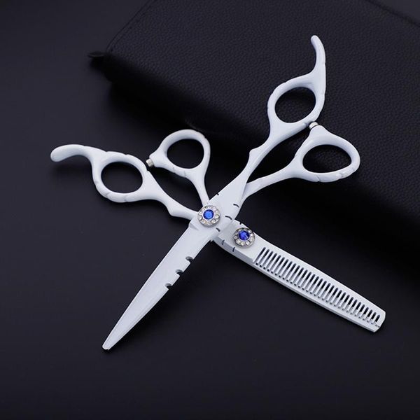 

hair scissors 6 inches white haircut cutting thinning rhinestone screw professional beauty salon equipment scissor