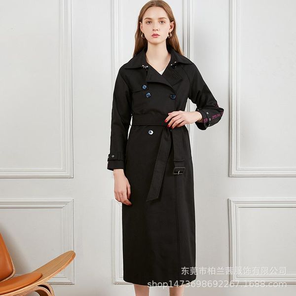 

women's wool & blends black women winter coat 2021 long and thick clothes alphabets braid drection ladies
