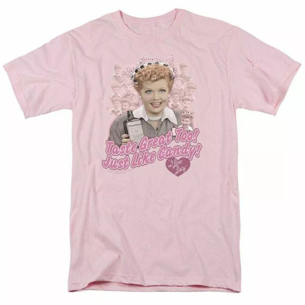

i love lucy tastes like candy t shirt mens licensed classic tv show light pink, White;black