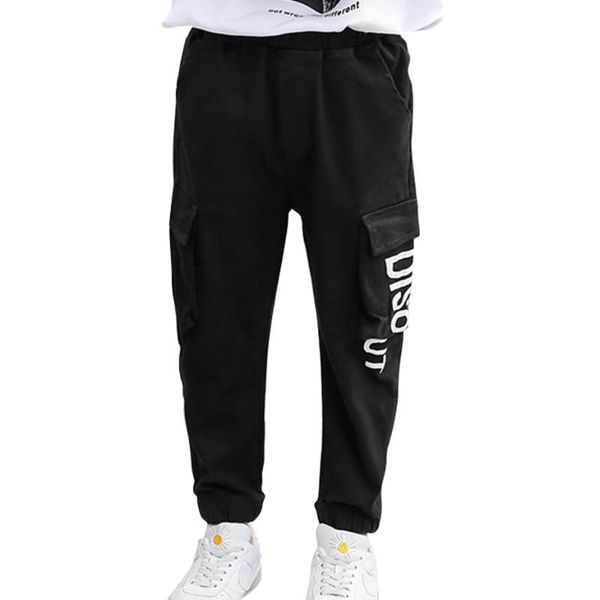 

trousers boys cargo pants letter pattern boy children pockets kids autumn winter clothes 6 8 10 12 14, Blue