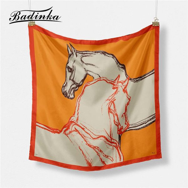 

scarves 2022 horse print silk small square neck scarf handkerchief women bag handle scraft hair head scarfs for ladies wrap 53x53cm, Blue;gray