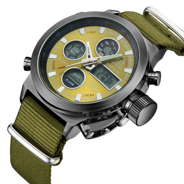 

wristwatches biden men's watches quartz led digital watch sport military waterproof clock male chronograph swristwatch relogio masculin, Slivery;brown