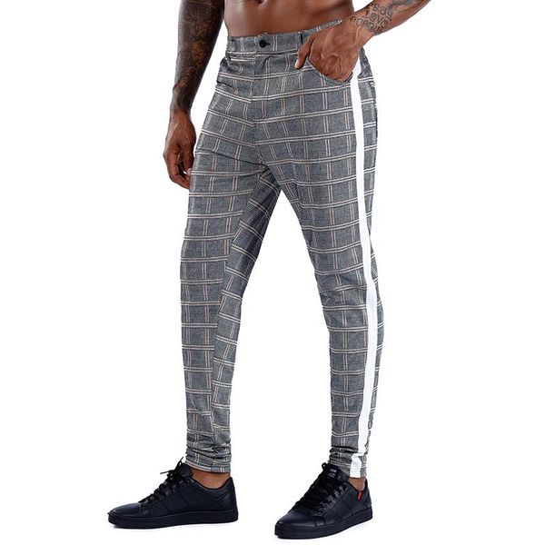 

men's pants mens chinos plaid casual fitness men bottom jogger sweatpants fashion trousers stripe track, Black