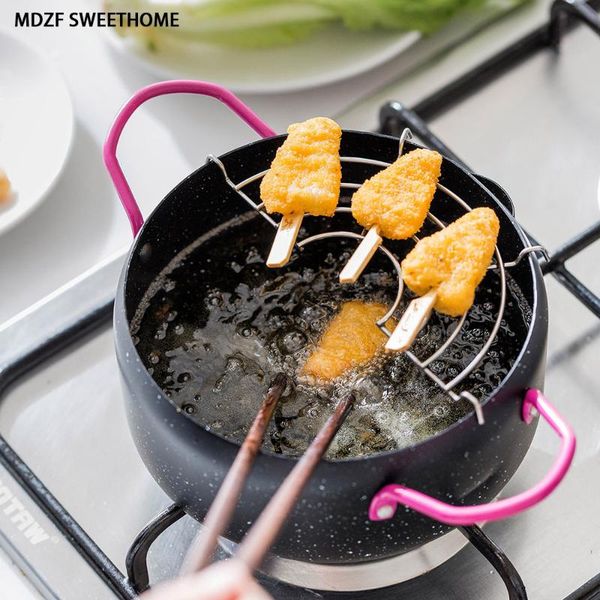 

18cm 20cm non-stick frying pans with oil drain shelf gas induction cooker soup pan fried potatoes chicken kitchen cookware