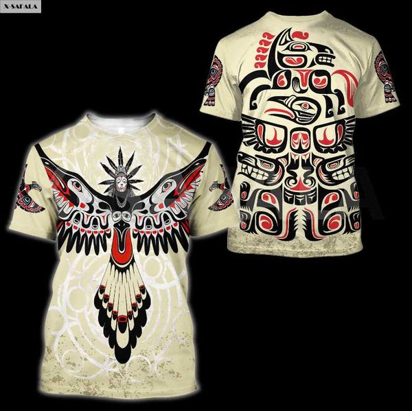 

men's t-shirts aboriginal haida rico puerto 3d fashion all over printed round neck 1 men women harajuku casual tee, White;black