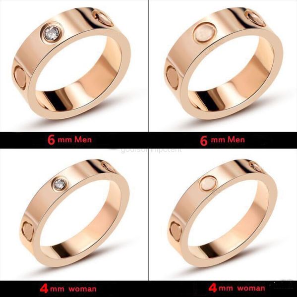 

4mm 6mm titanium steel nails screwdriver love ring men and women rose gold jewelry for lovers couple rings gift size 5-11, Silver