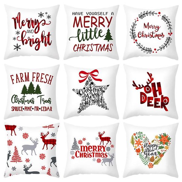 

cushion/decorative pillow square merry christmas cushion cover lovely elk tree car bed sofa throw case home decorative pillowcase 45cm 1p
