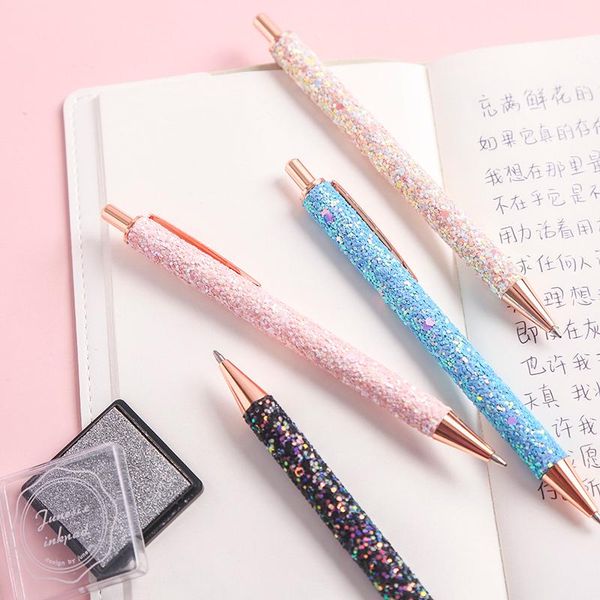 

cute sequins ballpoint pen shiny press personality signature office school stationery pens, Blue;orange