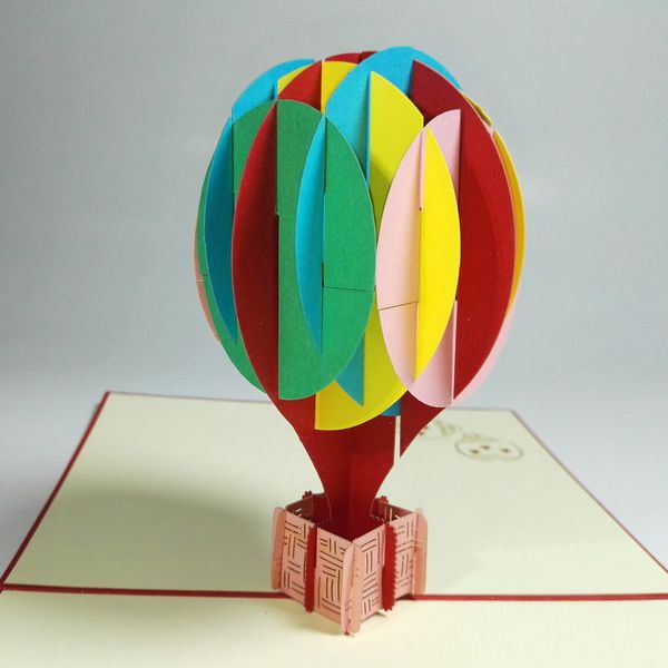 3D pop up cartões Colorido Balão Criativo Presentes Postal Aniversário Dia dos Namorados Cartões com Envelope 5314 Q2