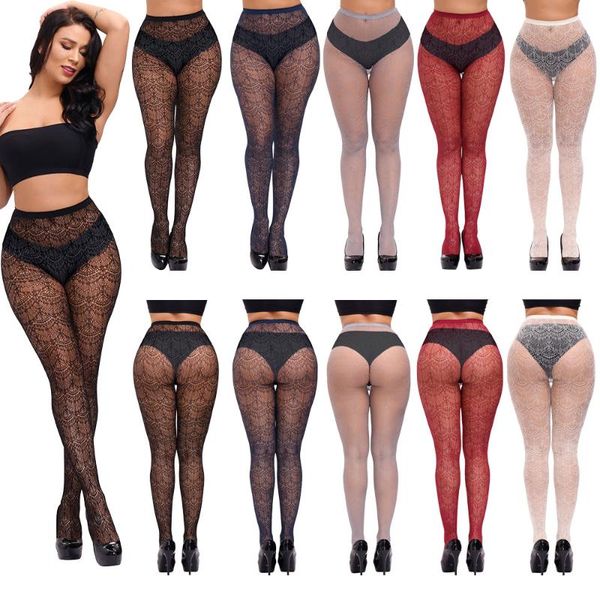 

socks & hosiery women body stocking mesh over knee pantyhose party club net holes black lingerie stockings sheer tights, Black;white