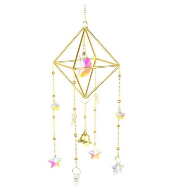 Wholesale Home Decor Handmade Gold Plated Sun Catcher K9 Crystal 25 мм Prism Sunshade Windows Висит украшения Фея подарок