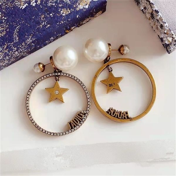 

87% off wholesale shop family size pearl earrings full of diamond circles star female red, Golden