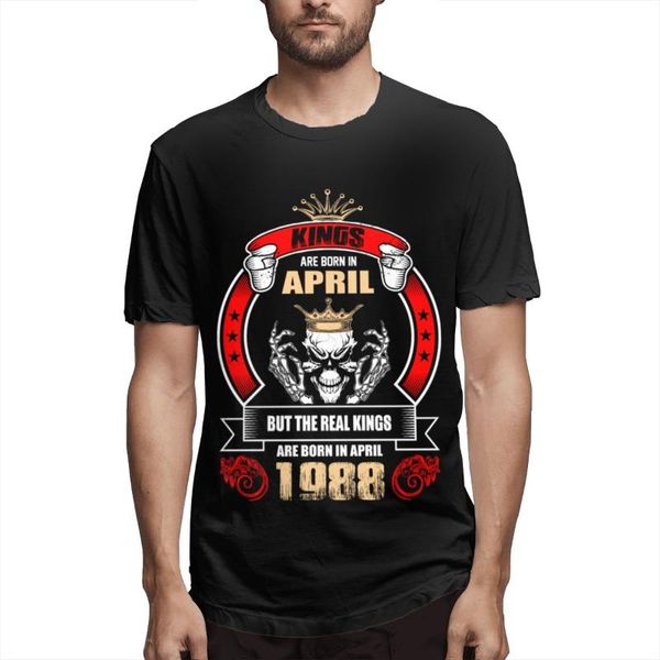 

men's t-shirts kings are in april 1988 printed oversized men t shirt vetement homme de marque polyester goth tee streetwear, White;black