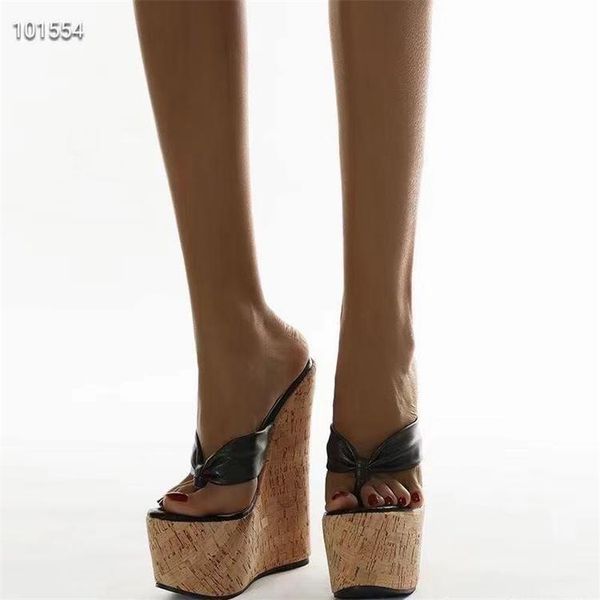 

super 18cm high heels platform wedges pinch slippers women sandals mules shoes size 35-42, Black