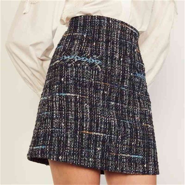 

women's shorts fall female skirt line tweed plaid high waist mini s 873o, White;black