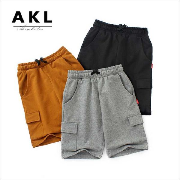 

shorts summer kids for boys knitted patchwork striped soft cotton sporty teenagers big 4-13 years wear, Black