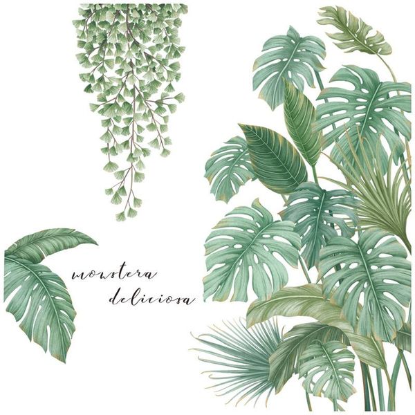 

wall stickers plants green leaves decals paper diy murals for kids bedroom livingroom easter decoration