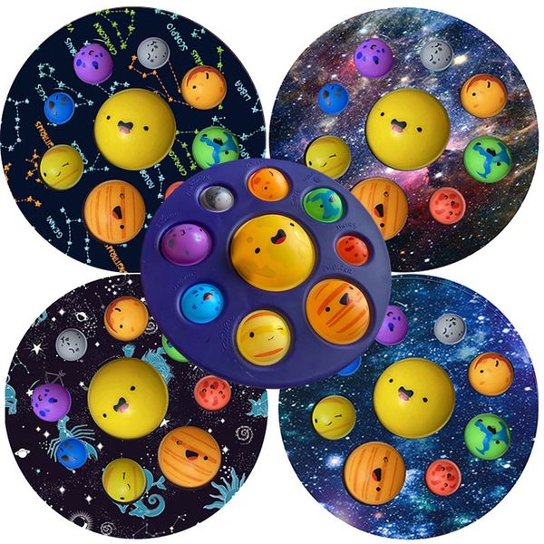 

us stock finger bubbles anti stress relief toy fidget toys push bubble press planet decompress eight planets kneading children ball funny dh