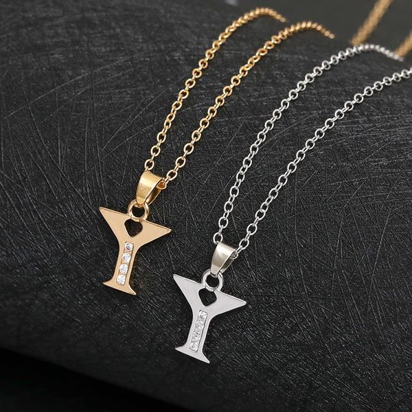 

pendant necklaces 30pcs stainless steel alloy alphabet initial letter y america 26 english word family friend name sign necklace jewelry, Silver