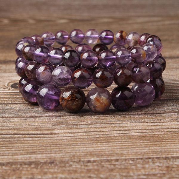 

beaded, strands lingxiang crystal clear purple ghost bracelet is suitable for men and women to wear elastic string beads jewelry, Black