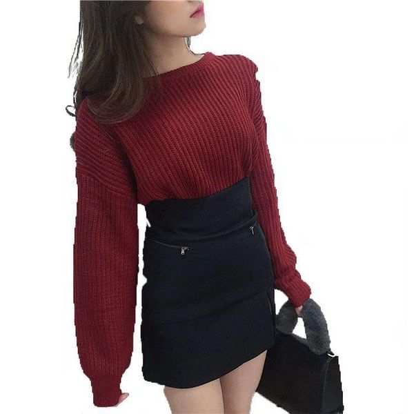 

women's sweaters downbeat winter languid wind loose sweater 100 match thick cover head student simple show thin bottom knitting creativ, White;black