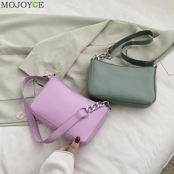 

fashion exquisite shopping bag solid color pu leather women handbag tote chain casual underarm shoulder bags