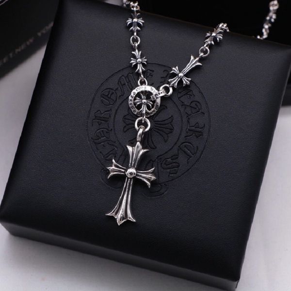 

factory wholesale s925 silver croquet classic cross necklace men's star same cross pendant couple sweater chain women's hea/rtsch/