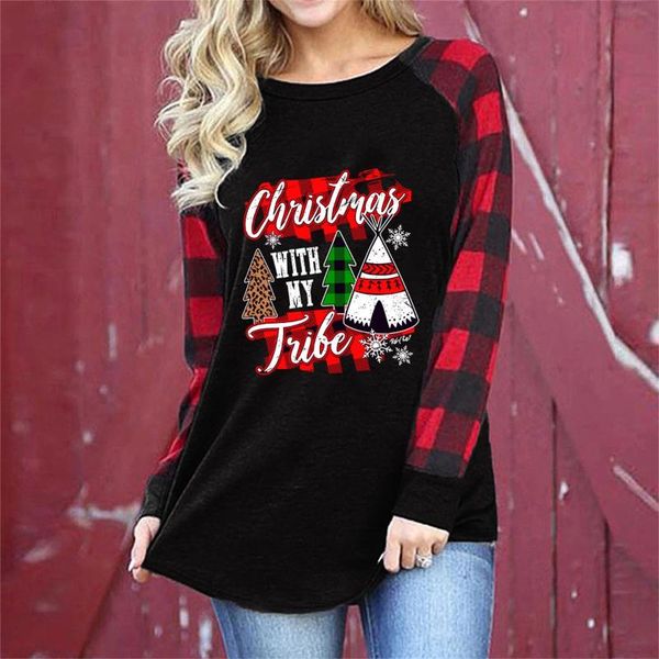 

women's t-shirt in stock christmas women autumn long sleeve pullovers graphic tees xmas t-shirts femme ropa mujer year 2022#58, White
