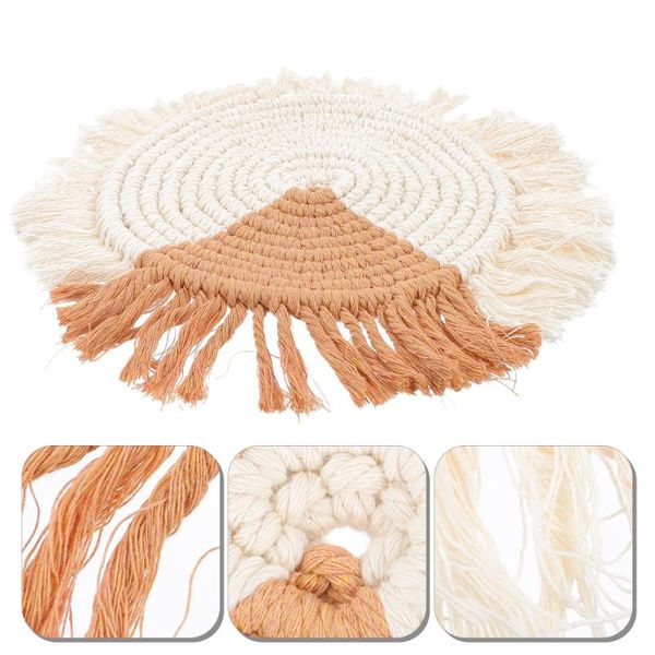 

table cloth cotton bohemian round drinks macrame glass