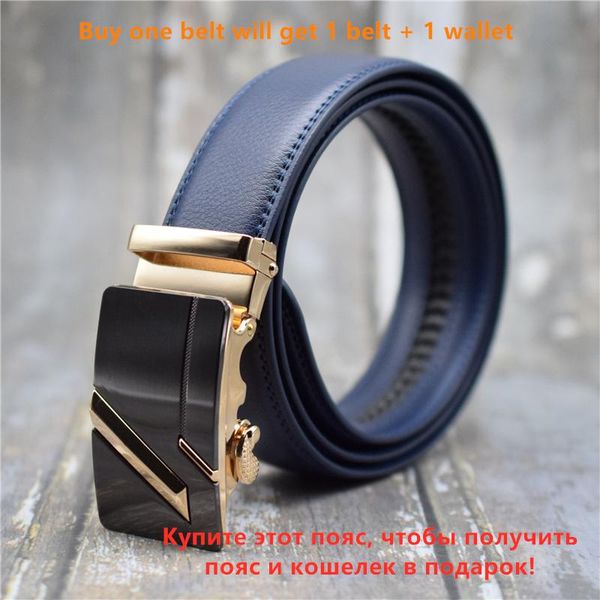 

belts belt for men cow leather automatic buckle 3.5cm width blue male waist fashionable plus size 90-130cm trouser, Black;brown