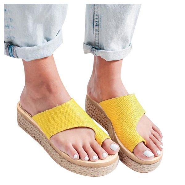 

slippers women's sandals 2021 female shoes comfy platform flat sole orthopedic bunion corrector plus size 35-43 casual#3, Black